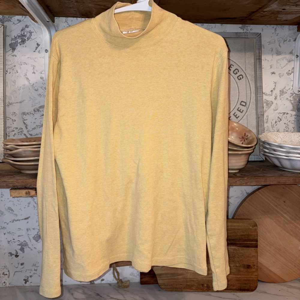 Vintage Pendleton Yellow Funnel Neck Long Sleeve T Women's Size M 100% Cotton